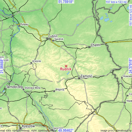 Topographic map of Rudnik