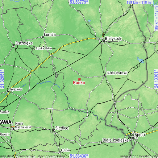 Topographic map of Rudka