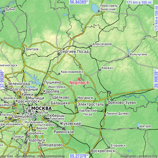 Topographic map of Noginsk-9