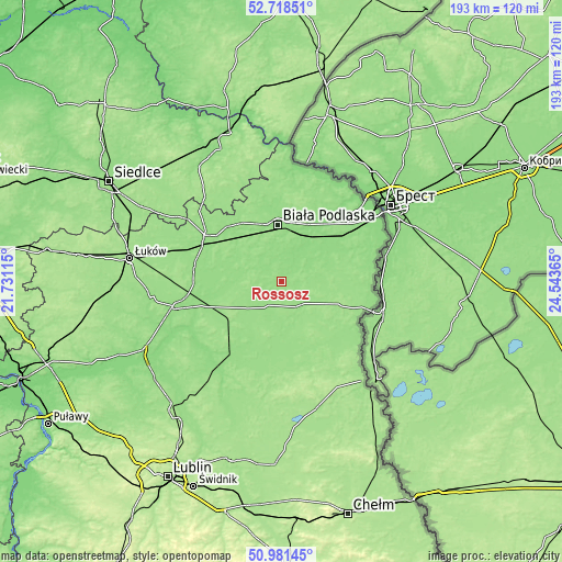 Topographic map of Rossosz