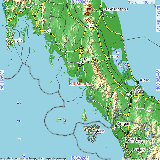 Topographic map of Hat Samran