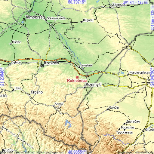 Topographic map of Rokietnica