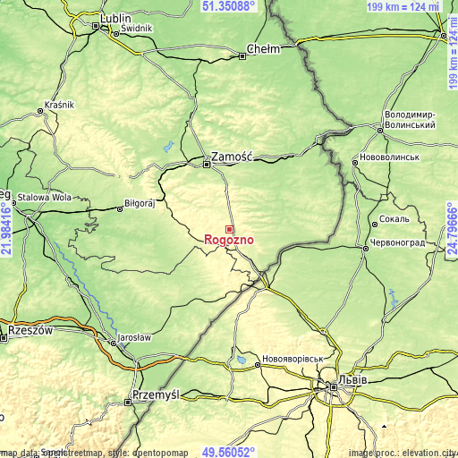 Topographic map of Rogóźno