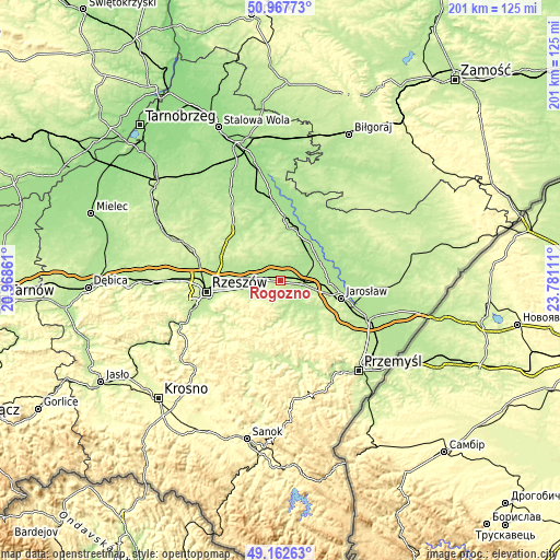 Topographic map of Rogóźno