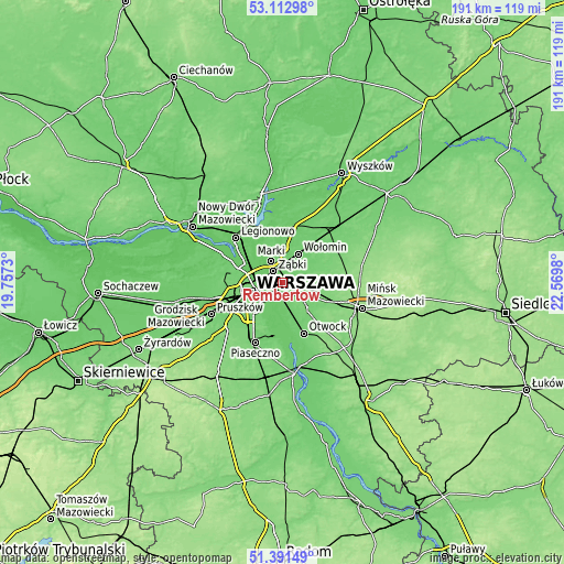 Topographic map of Rembertów