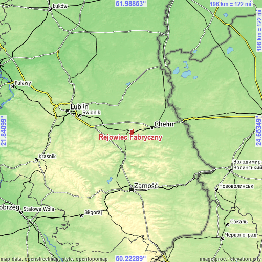 Topographic map of Rejowiec Fabryczny