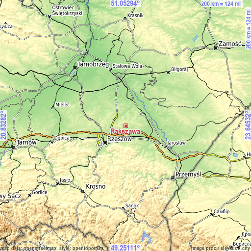 Topographic map of Rakszawa