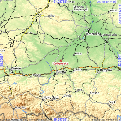 Topographic map of Radgoszcz