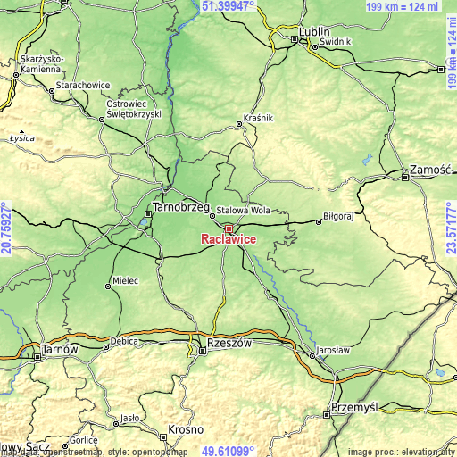 Topographic map of Racławice