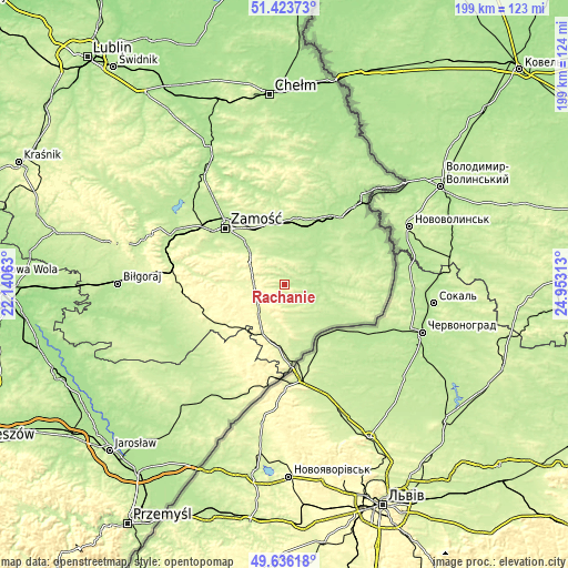 Topographic map of Rachanie