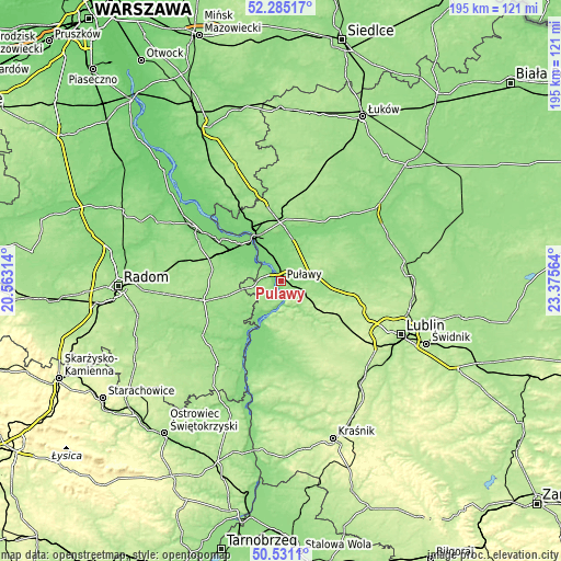 Topographic map of Puławy