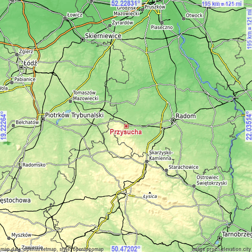 Topographic map of Przysucha