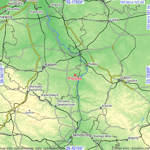 Topographic map of Przyłęk