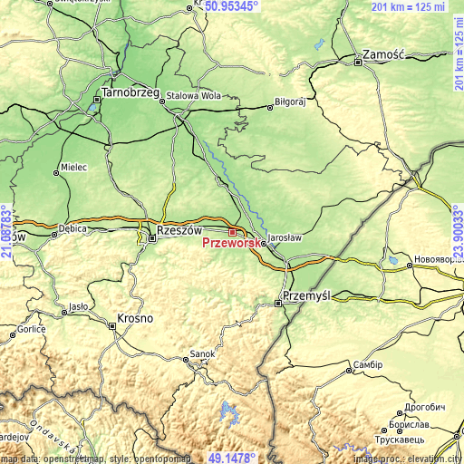 Topographic map of Przeworsk