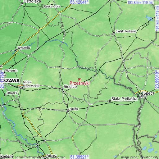 Topographic map of Przesmyki