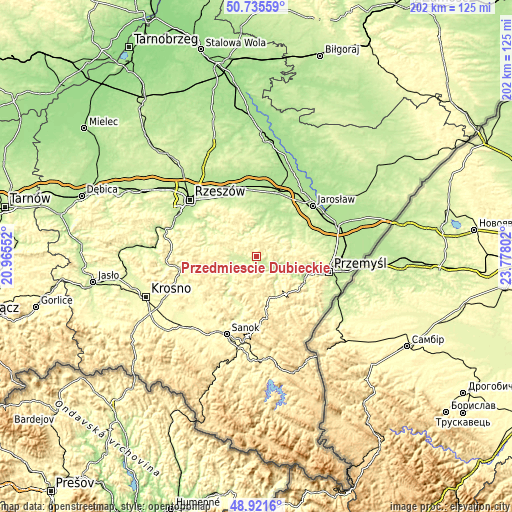 Topographic map of Przedmieście Dubieckie