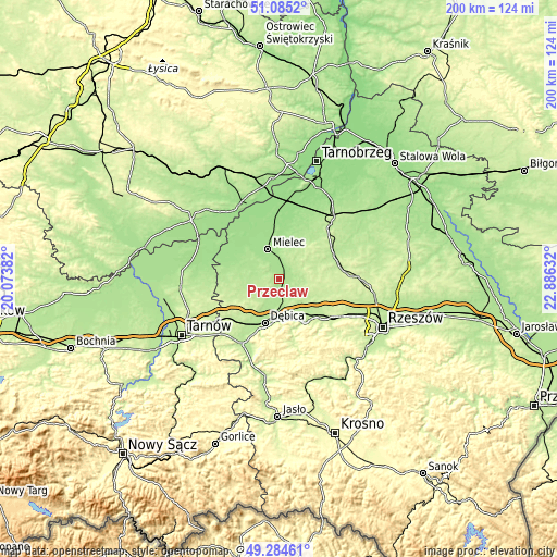 Topographic map of Przecław