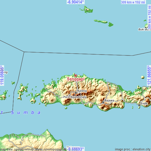 Topographic map of Senggapi