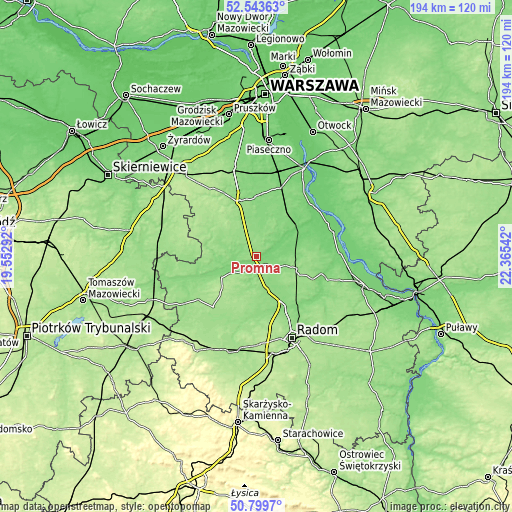 Topographic map of Promna