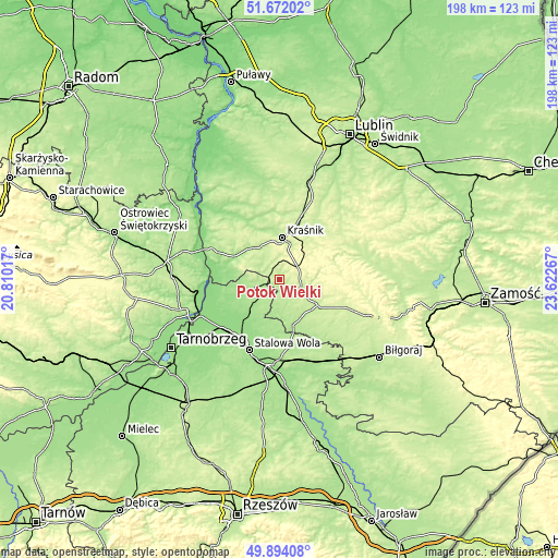 Topographic map of Potok Wielki