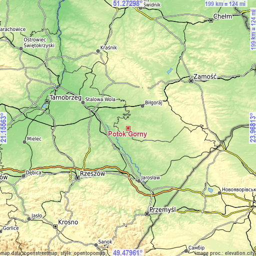 Topographic map of Potok Górny