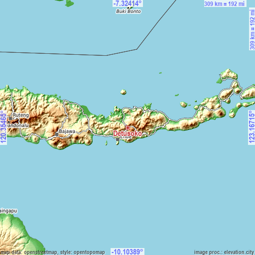 Topographic map of Detusoko