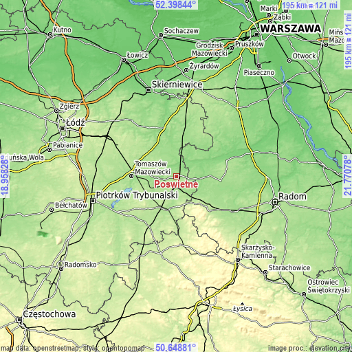 Topographic map of Poświętne