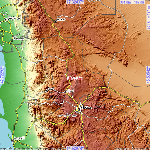 Topographic map of Dhaybīn