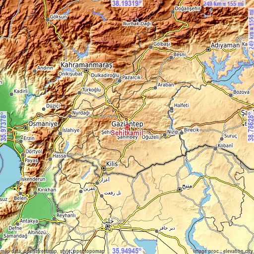 Topographic map of Şehitkamil
