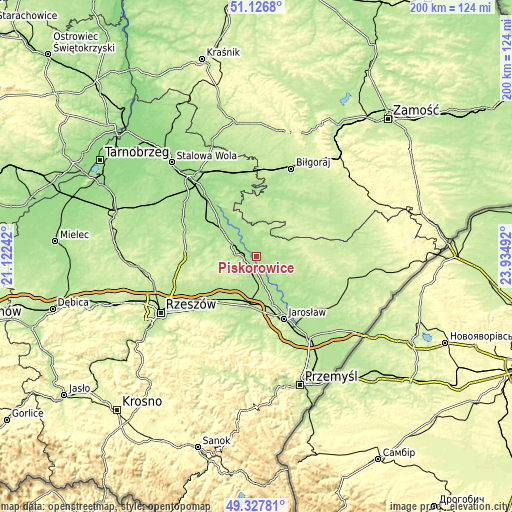 Topographic map of Piskorowice