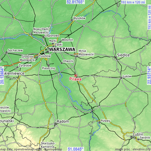 Topographic map of Pilawa