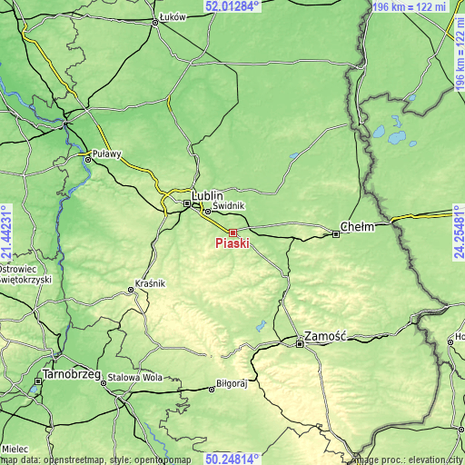 Topographic map of Piaski