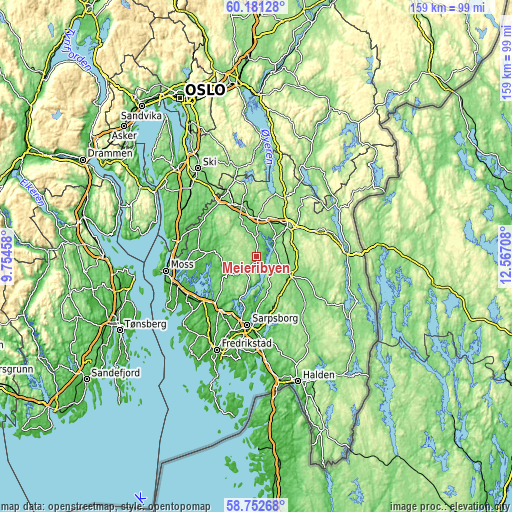 Topographic map of Meieribyen