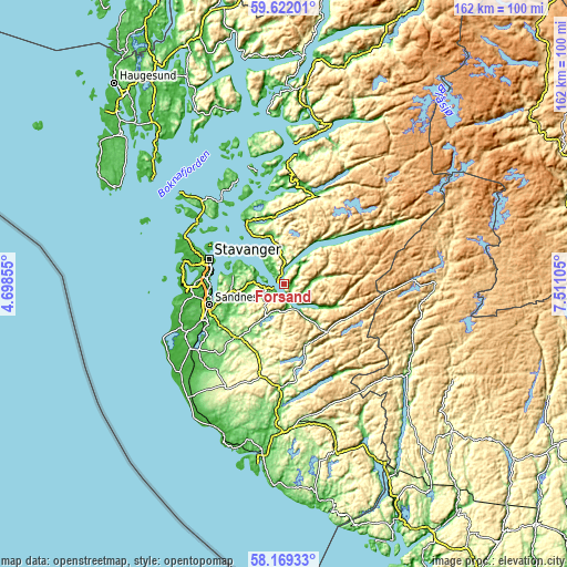 Topographic map of Forsand