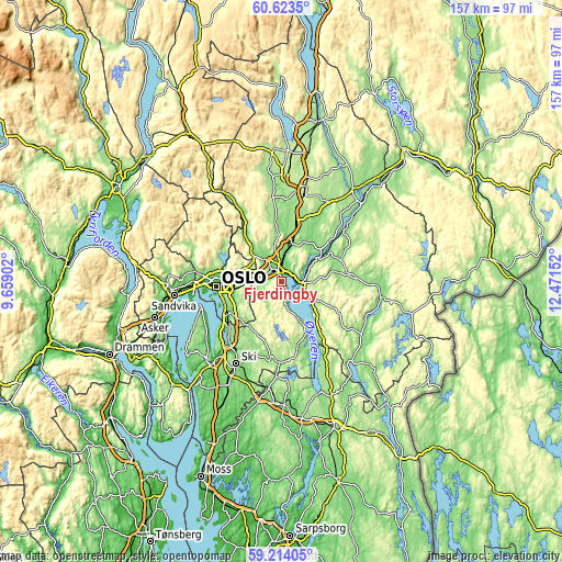 Topographic map of Fjerdingby