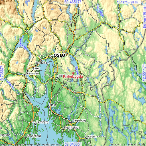 Topographic map of Kirkebygda