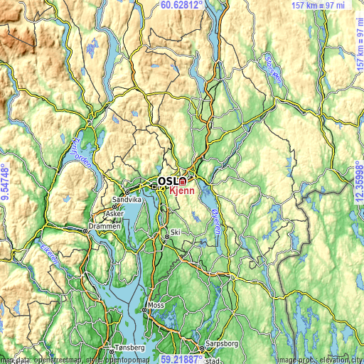 Topographic map of Kjenn