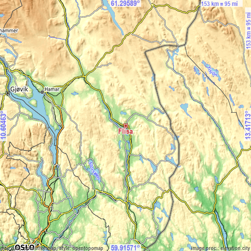 Topographic map of Flisa