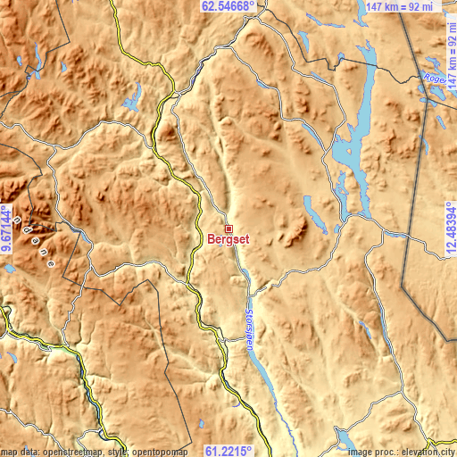 Topographic map of Bergset