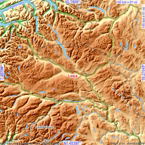 Topographic map of Lesja