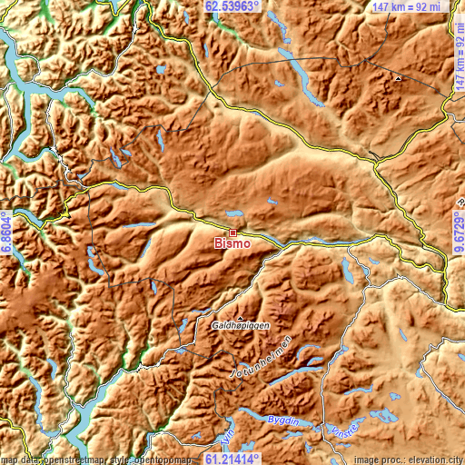 Topographic map of Bismo