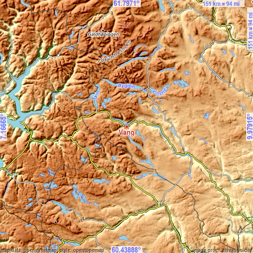 Topographic map of Vang