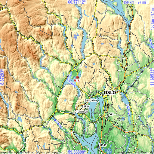Topographic map of Vik