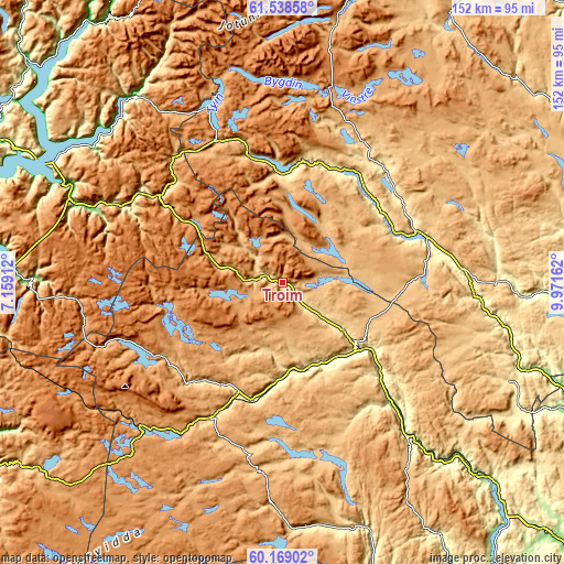 Topographic map of Trøim