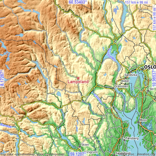 Topographic map of Lampeland