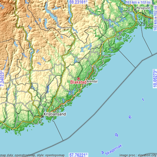 Topographic map of Blakstad