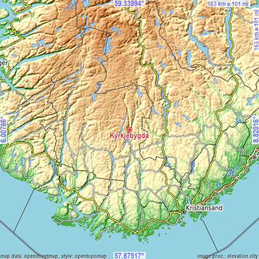 Topographic map of Kyrkjebygda