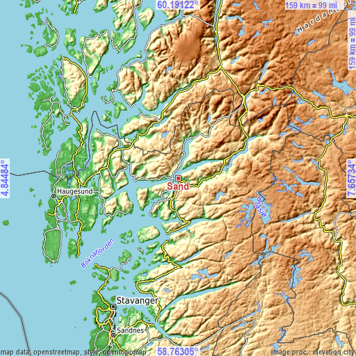 Topographic map of Sand