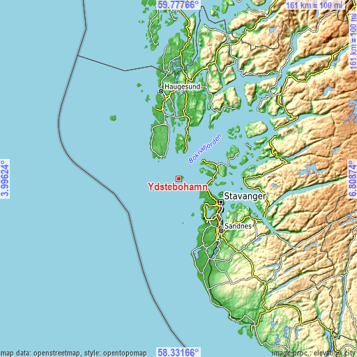 Topographic map of Ydstebøhamn