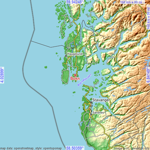 Topographic map of Bokn